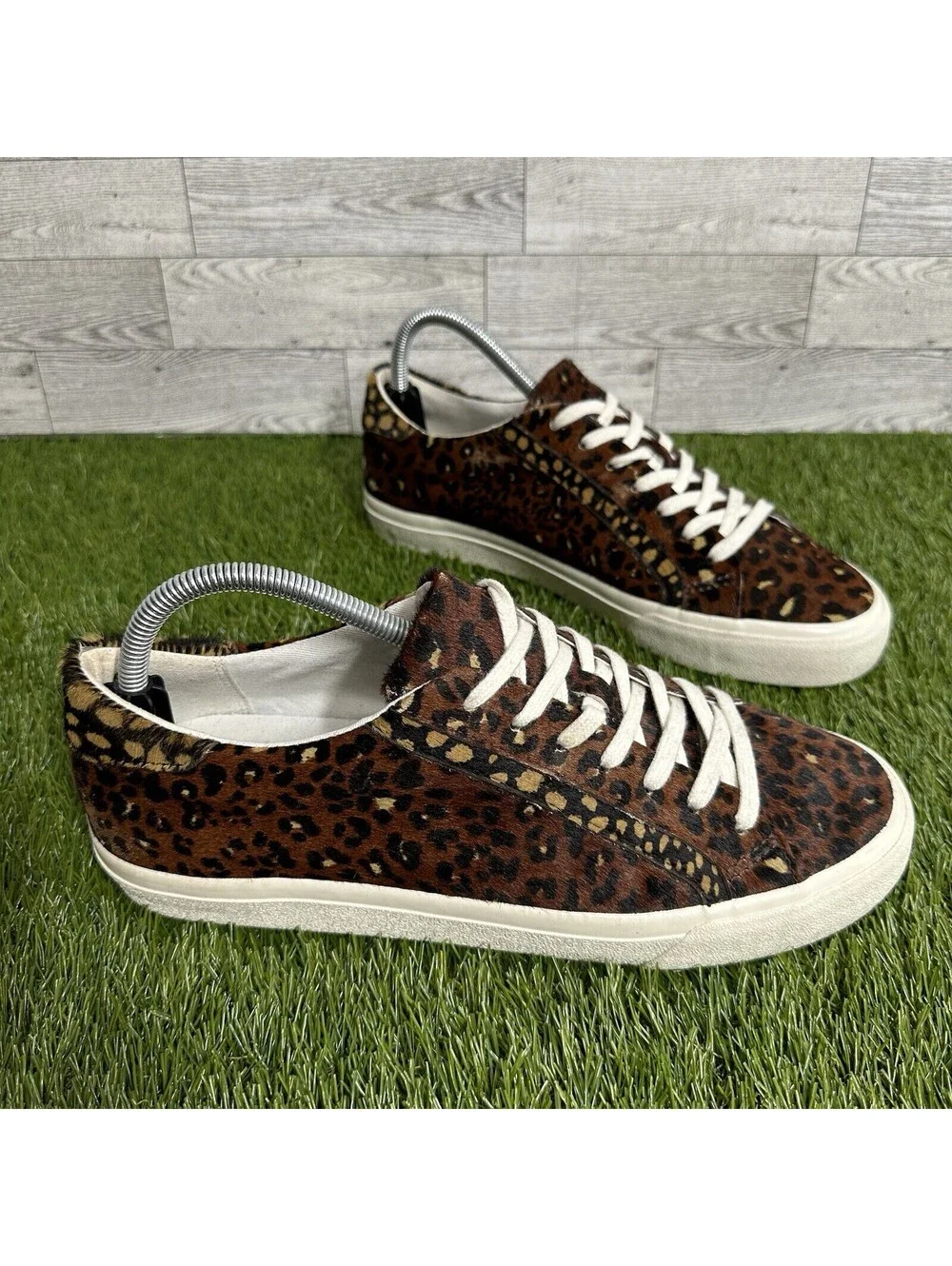 Madewell Womens Lace Up Sneakers Calf Hair Leopard Print Size 10M